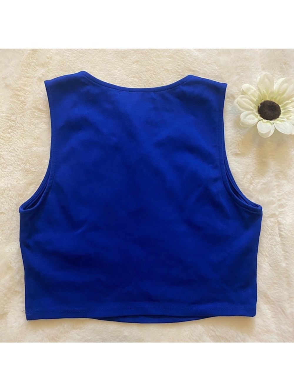 Royal Blue Lace-Up Crop Tank - Picture 2 of 3